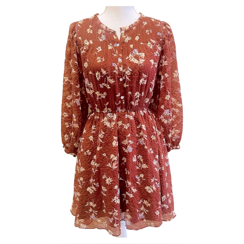 Madewell Floral Rust Dress XS X-Small NWT NEW!
